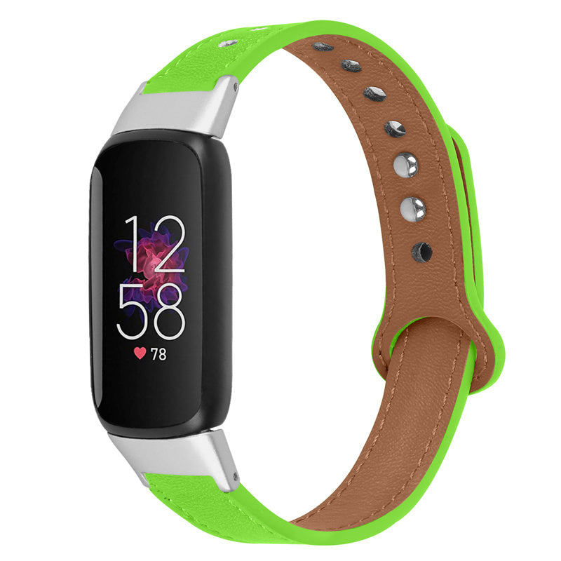 Replacement Wrist Band for Fitbit Luxe Smart Watch Adjustable Top Layer Cowhide Strap with Double Rivet Silver Connector Replacement Wrist Band for Fitbit Luxe Smart Watch Adjustable Top Layer Cowhide Strap with Double Rivet Silver Connector